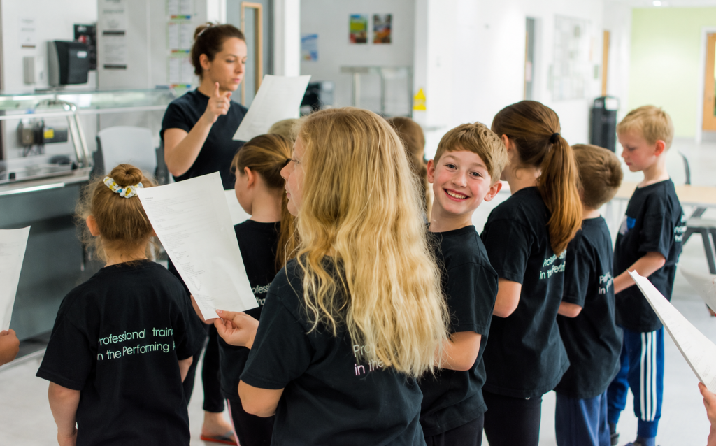 Theatretrain Maldon Pricing 3 Children taking part in a group performing arts session at Theatretrain Maldon
